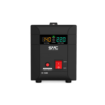 Стабилизатор SVC R-1500 Стабилизатор (AVR), SVC, R-1500, 1500ВА/1500Вт, Диапазон работы AVR: 140-260В, Выходное напряжение: 220В +/-7%, Задержка включения, выход 2 шт Shсuko, LCD-дисплей, Защита: от перегрузки, короткого замыкания, повышенной температуры, Чёрно-красный