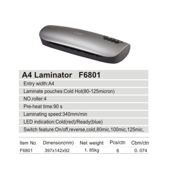 Ламинатор COMIX F6801 А4, 4 вала, 80-125 мкм, 34 см/мин. Ламинатор А4, COMIX, F6801, 4 вала, 80-125 мкм, 34 см/мин., Серый