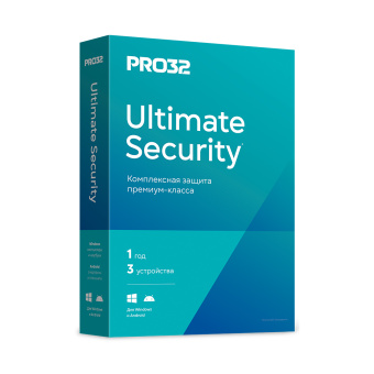 Антивирус PRO32 Ultimate Security BOX лицензия на 1 год 3ПК Антивирус, PRO32, PRO32 Ultimate Security - лицензия на 1 год 3ПК (4678599422549), BOX