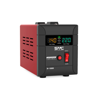 Стабилизатор SVC R-1000 Стабилизатор (AVR), SVC, R-1000, 1000ВА/1000Вт, Диапазон работы AVR: 140-260В, Выходное напряжение: 220В +/-7%, Задержка включения, выход 2 шт Shсuko, LCD-дисплей, Защита: от перегрузки, короткого замыкания, повышенной температуры, Чёрно-красный