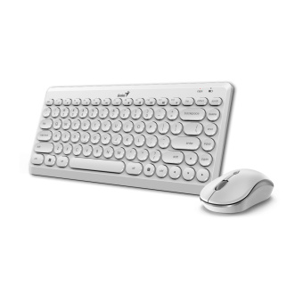 Комплект Клавиатура + Мышь Genius Luxemate Q8000 White Комплект Клавиатура + Мышь, Genius, Luxemate Q8000, 2.4G, Радиус действия до 10 м, Батарейки в комплекте, Рус/Англ, Белый