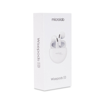 Наушники Microlab Wisepods10 Наушники, Microlab, Wisepods10, Bluetooth, V5.0, До 3 часов воспроизведения музыки, Встроенный микрофон, Белый
