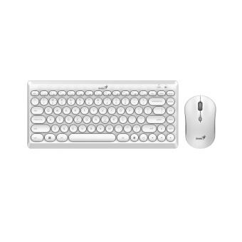 Комплект Клавиатура + Мышь Genius Luxemate Q8000 White Комплект Клавиатура + Мышь, Genius, Luxemate Q8000, 2.4G, Радиус действия до 10 м, Батарейки в комплекте, Рус/Англ, Белый