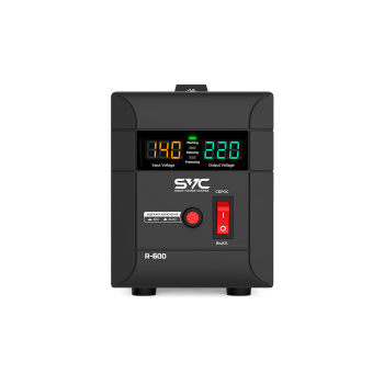 Стабилизатор SVC R-600 Стабилизатор (AVR), SVC, R-600, 600ВА/500Вт, Диапазон работы AVR: 140-260В, Выходное напряжение: 220В +/-7%, Задержка включения, выход 2 шт Shсuko, LCD-дисплей, Защита: от перегрузки, короткого замыкания, повышенной температуры, Чёрно-красный
