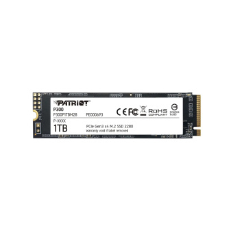 Твердотельный накопитель SSD Patriot P300 1TB M.2 NVMe PCIe 3.0x4 Твердотельный накопитель SSD, Patriot, P300 P300P1TBM28, 1TB, M.2 NVMe PCIe 3.0x4, 2100/1650 Мб/с