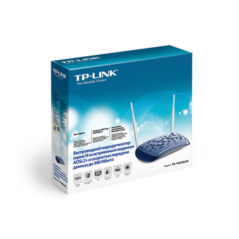 Модем TP-Link TD-W8960N Модем, TP-Link, TD-W8960N, ADSL, Беспроводной, 300M, ADSL2+router, 1 порт WAN/LAN 10/100 Мбит/с (Разъём RJ-45),3 порта LAN 10/100 Мбит/с (Разъём RJ45),1 порт RJ11