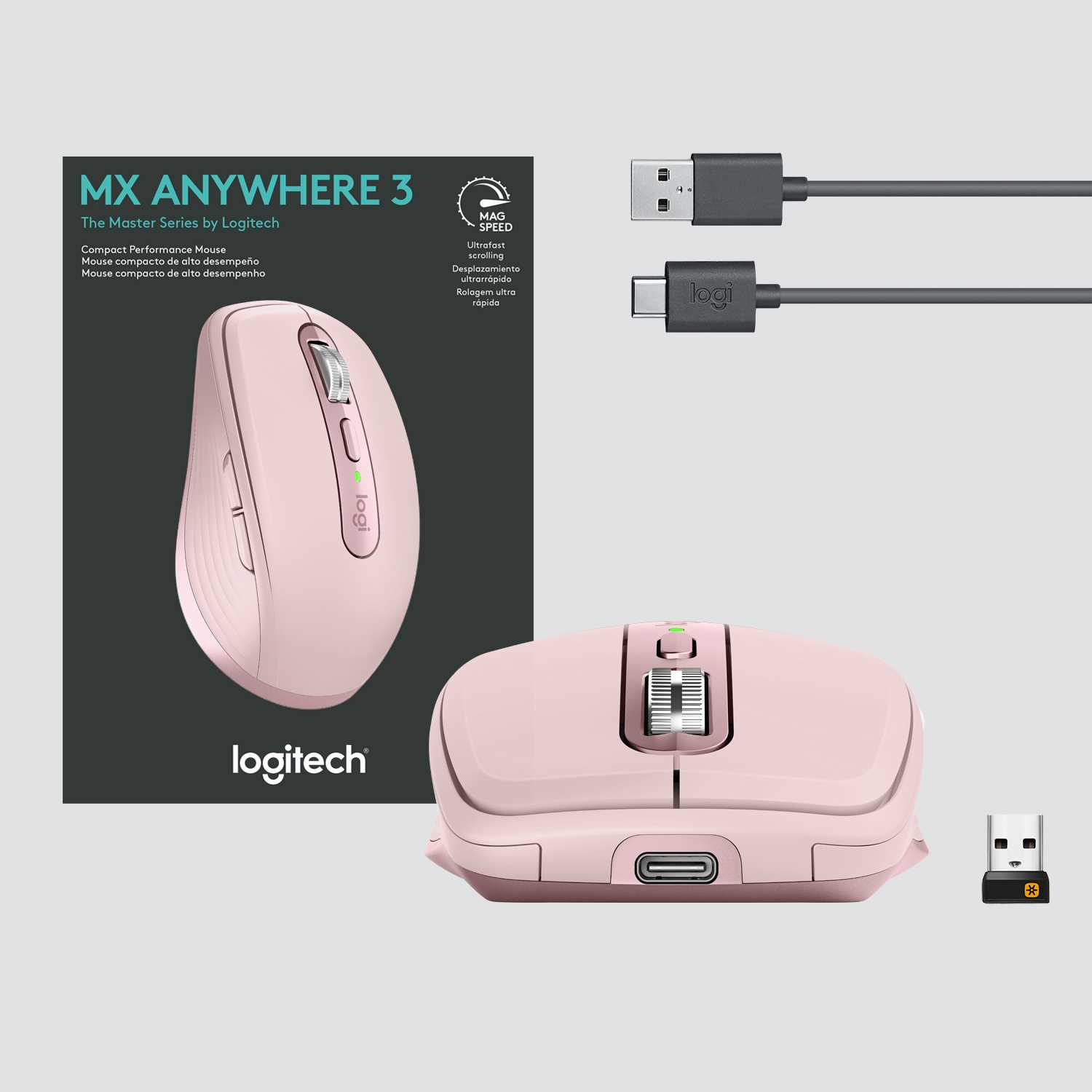 Мышь беспроводная Logitech MX ANYWHERE 3 - ROSE - 2.4GHZ/BT - N/A - EMEA (M/N: MR0083 / C-U0008)