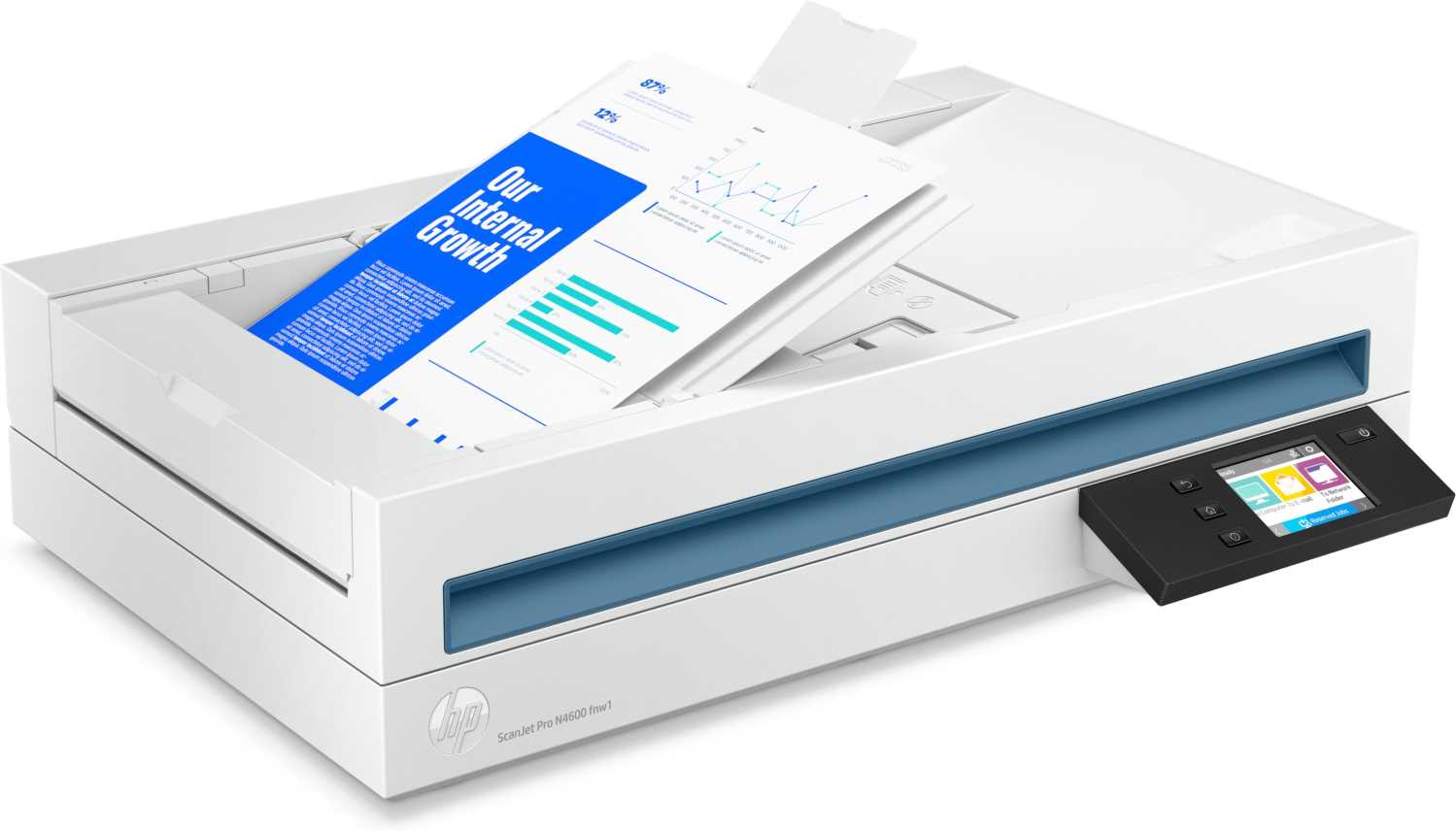 Сканер HP 20G07A ScanJet Pro N4600 fnw1 (A4) 600x600 dpi, 48 bit, ADF (100 pages), 40 ppm,Ethernet, USB 3.0, WiFi, Duty cycle 6000 pages