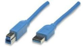 Кабель Manhattan USB 3.0, A(M)/B(M), 3 м, синий 322454