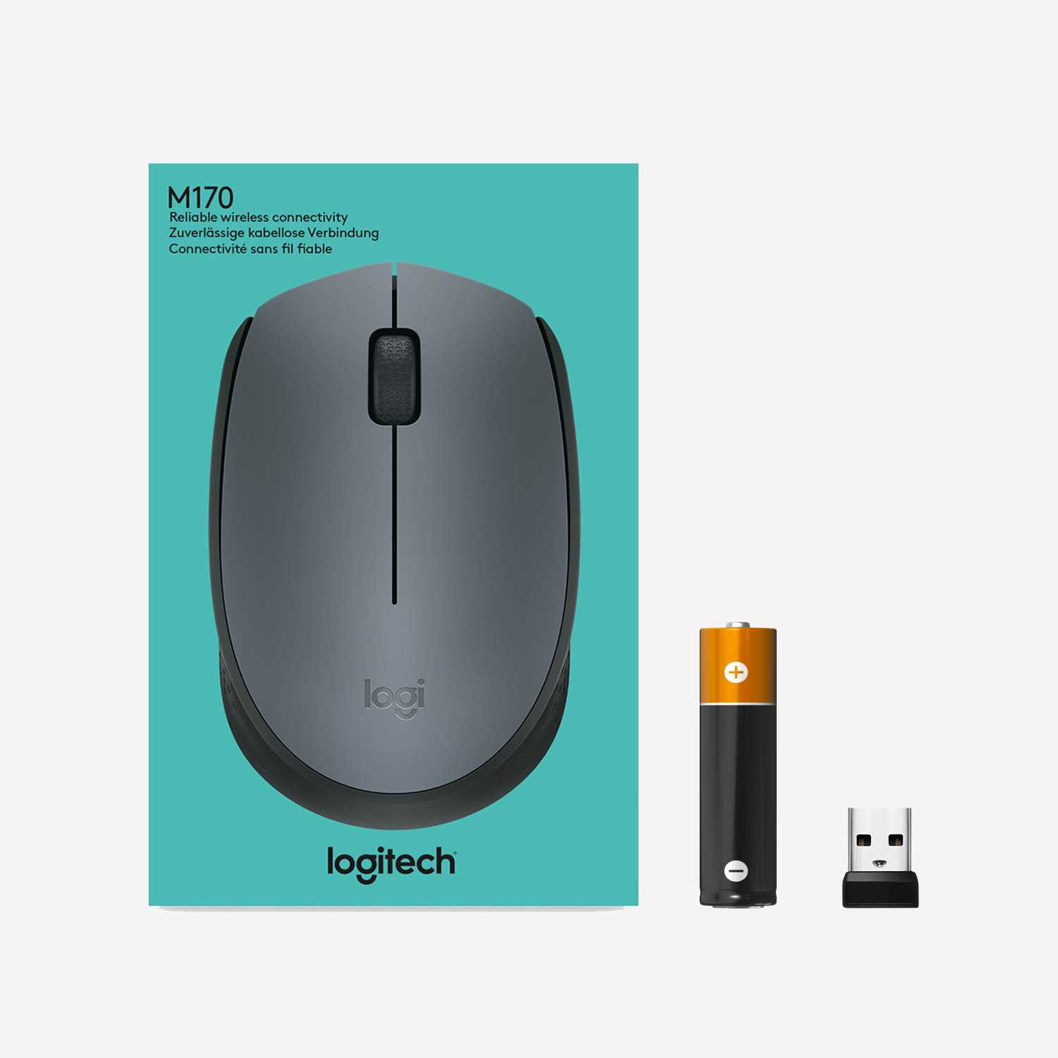 Мышь беспроводная Logitech M170 Grey (серая, оптическая, 1000dpi, 2.4 GHz/USB-ресивер) (M/N: M-R0060 / C-U0010)