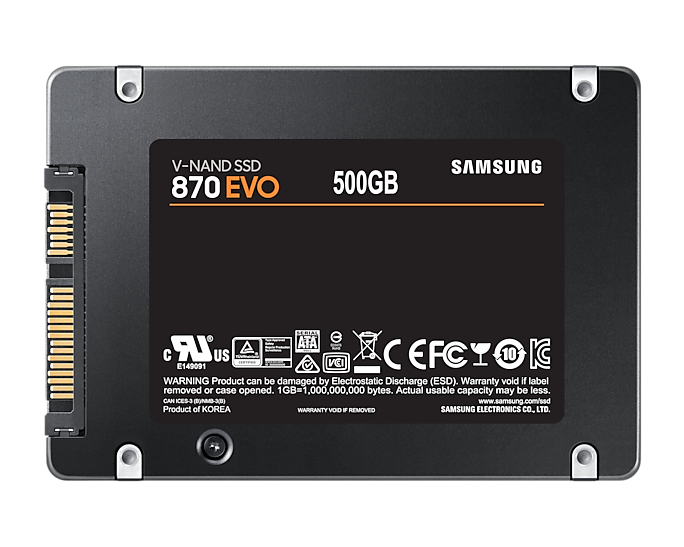 Твердотельный накопитель Samsung MZ-77E500BW 870 EVO 500GB, 2.5", SATA3, 6.8mm