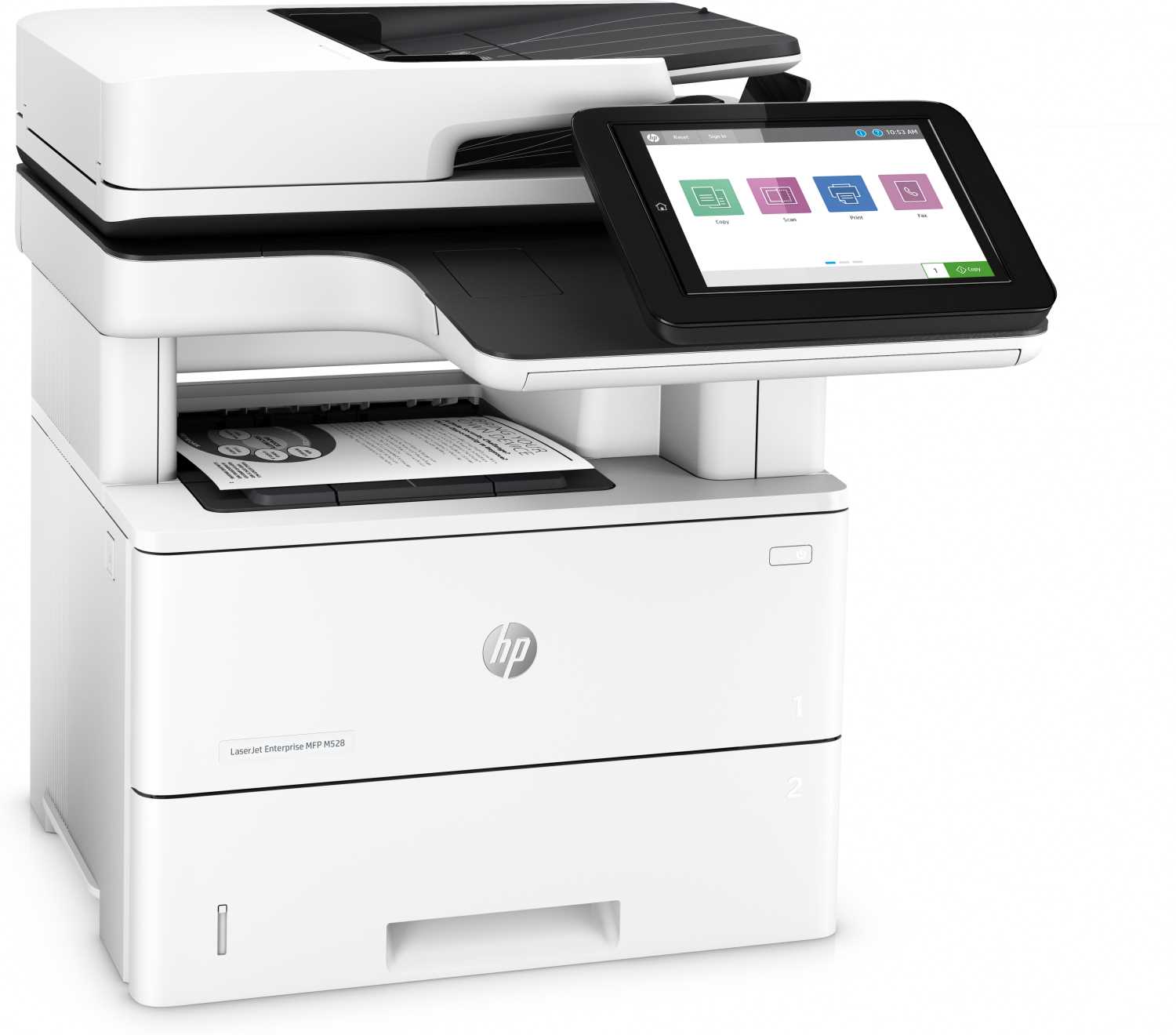 МФУ HP 1PV64A LaserJet Enterprise M528dn (A4) Printer/Scanner/Copier/ADF, 1200 dpi, 43 ppm., 1.75Gb, 1.2 GHz, tray 100+550 pages, USB+Ethernet, Print+Scan Duplex, Duty 150K pages