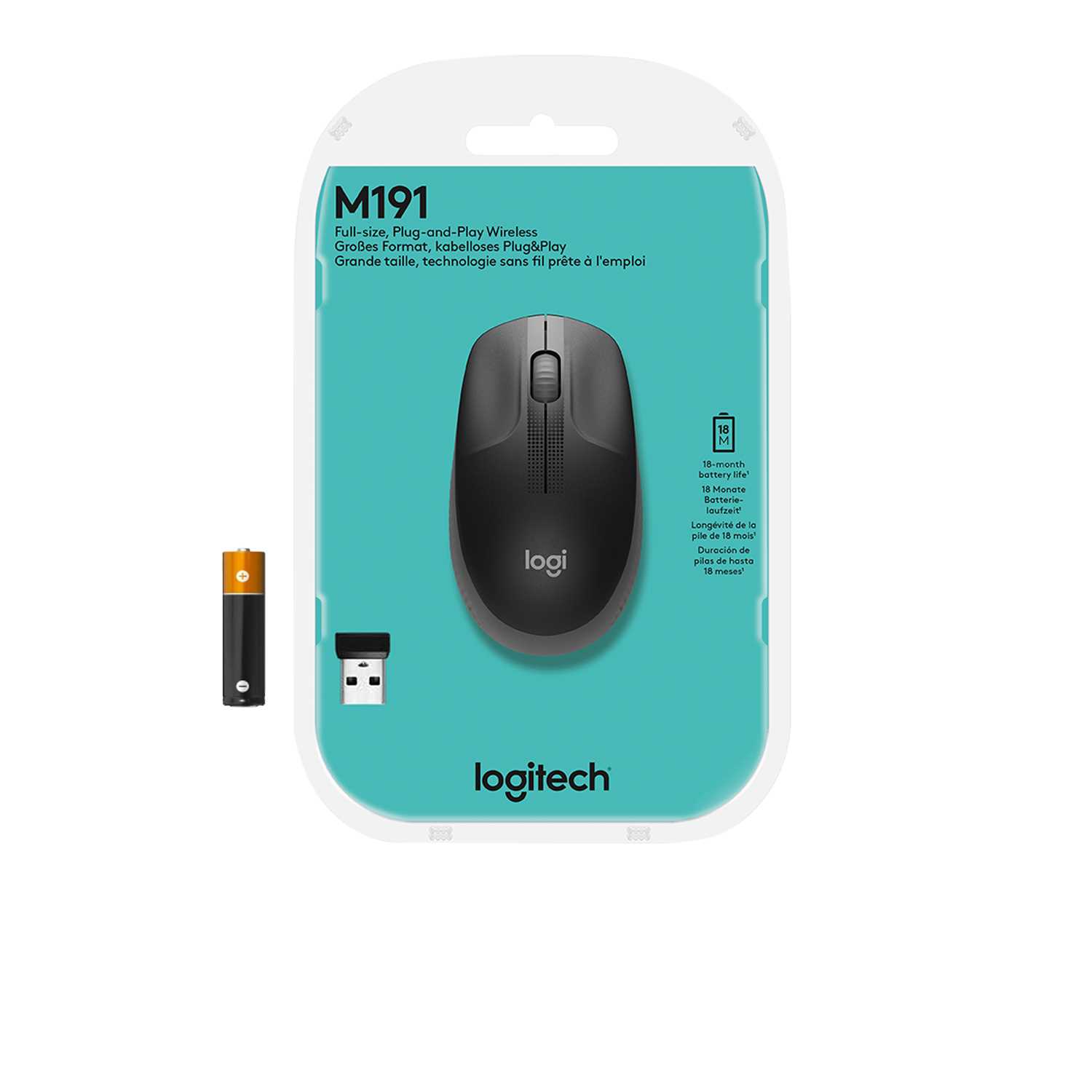 Мышь беспроводная полноразмерная Logitech M190 Charcoal (M/N: MR0087 / CU0019)