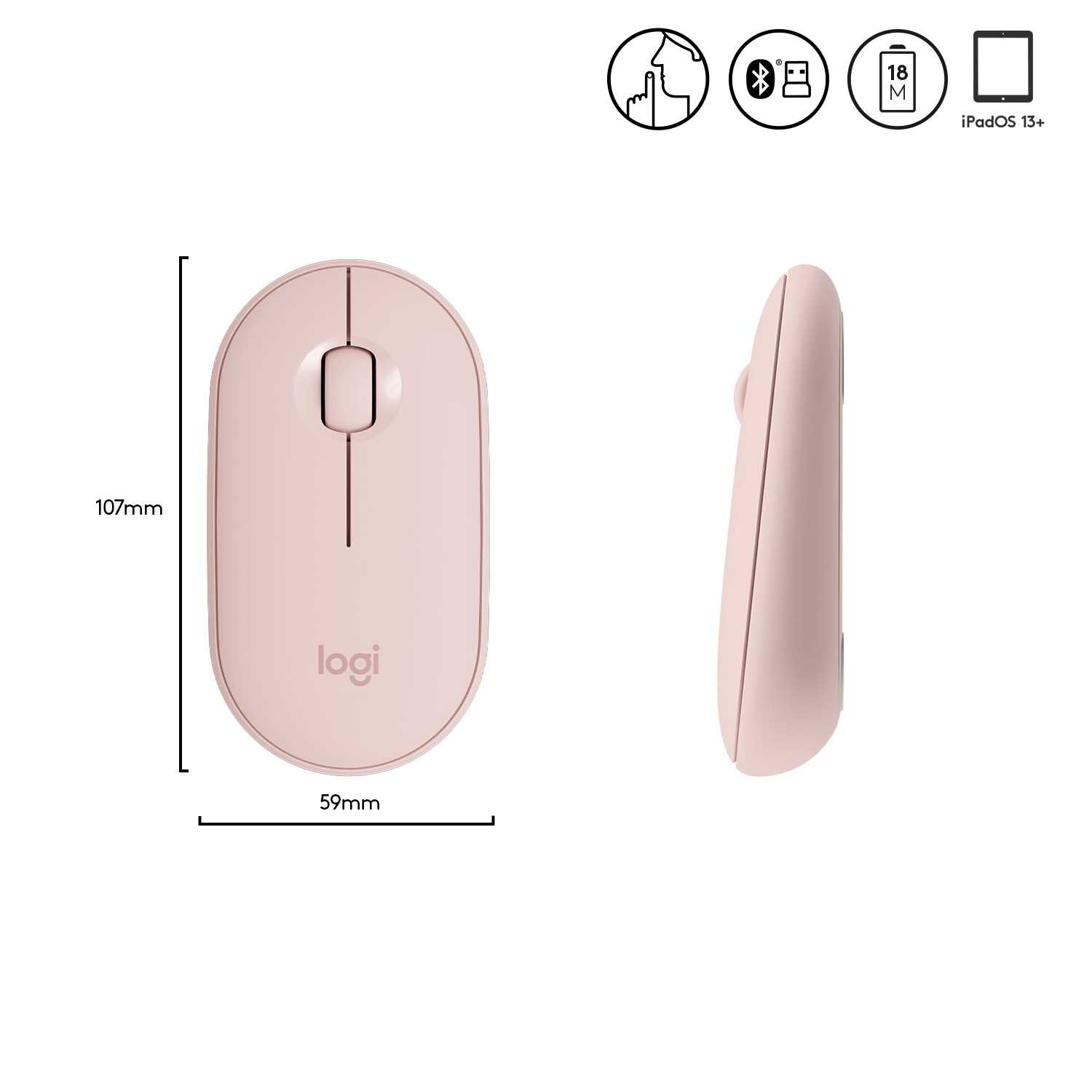 Мышь беспроводная Logitech Pebble M350 Rose (M/N: MR0075 / C-U0010)