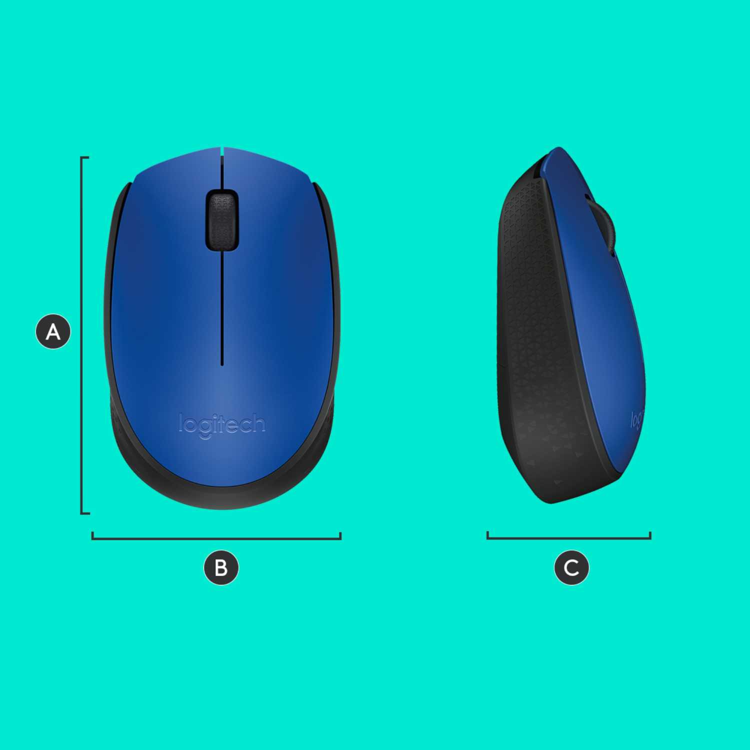 Мышь беспроводная Logitech M171 Blue (синяя, оптическая, 1000dpi, 2.4 GHz/USB-ресивер) (M/N: M-R0060 / C-U0010)