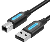 Кабель Vention USB 2.0  A Male to B Male cable, 1.5m, Black, PVC type. COQBG