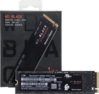 Твердотельный накопитель 1000GB SSD WD BLACK SN850X M.2 2280 NVMe R7300Mb/s W6300MB/s WDS100T2X0E Твердотельный накопитель 1000GB SSD WD Серия BLACK SN850X M.2 2280 NVMe R7300Mb/s, W6300MB/s WDS100T2X0E