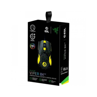 Компьютерная мышь Razer Viper 8KHz - ESL Edition Компьютерная мышь, Razer, Viper 8KHz - ESL Edition, RZ01-03580200-R3M1, Оптическая, 20 000 DPI, 8 кнопок, RGB-подсветка с 16,8 миллионами настраиваемых параметров цвета, Проводная, Длина кабеля 1.8 метра, Чёрно-желтая