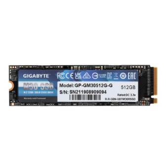 Твердотельный накопитель SSD Gigabyte M30 512GB M.1.3 NVMe PCIe 3.0x4 Твердотельный накопитель SSD, Gigabyte, M30, GP-GM30512G-G, 512GB, PCIe 3.0x4, NVMe1.3, 3500/2600 МБ/с