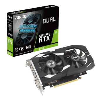 Видеокарта ASUS GeForce RTX3050 OC GDDR6 6GB 96-bit DVI HDMI DP DUAL-RTX3050-O6G Видеокарта ASUS GeForce RTX3050 OC GDDR6 6GB 96-bit DVI HDMI DP DUAL-RTX3050-O6G