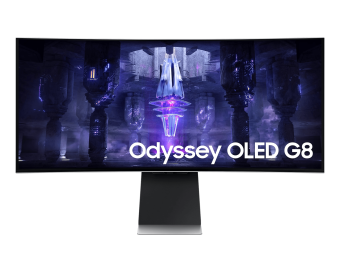 Монитор 34" SAMSUNG LS34BG850SIXCI OLED 3440x1440 175Hz 0.03мс 250кд/м2 1млн:1 Curved 1xmHDMI 1xmDP Изогнутый игровой монитор Odyssey OLED G8 34" SAMSUNG LS34BG850SIXCI, OLED, 3440x1440 (WQHD), 175Hz, 0.03мс, 250кд/м2, 1млн:1, Curved 1000R, Cоотношение сторон: 21:9, 1xMicro HDMI, 1xMini DP, 2xUSB-C, Вст?