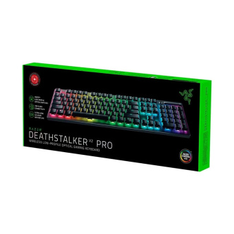 Клавиатура Razer DeathStalker V2 Pro - Russian Layout Клавиатура, Razer, DeathStalker V2 Pro - Russian Layout, RZ03-04360800-R3R1, Игровая, беспроводная, Оптические переключатели Razer, Программируемые клавиши, Подсветка Chroma 16.8 млн цветов с эффектами, Рус, Чёрный