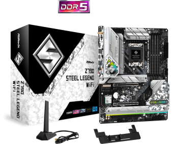 Материнская плата ASRock Z790 STEEL LEGEND WIFI LGA1700 4xDDR5 8xSATA RAID 5xM.2 HDMI DP ATX Материнская плата ASRock Z790 STEEL LEGEND WIFI LGA1700 4xDDR5 8xSATA RAID 5xM.2 HDMI DP ATX