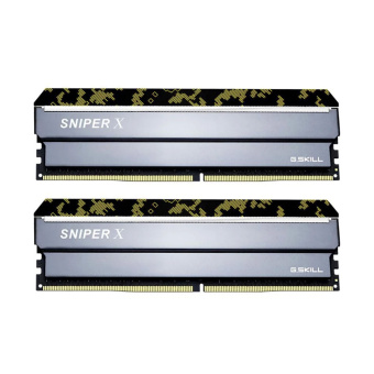 Комплект модулей памяти G.SKILL SniperX F4-2666C19D-16GSXK DDR4 16GB (Kit 2x8GB) 2666MHz Комплект модулей памяти, G.SKILL, SniperX F4-2666C19D-16GSXK (Kit 2x8GB), DDR4, 16GB, DIMM <PC4-21300/2666MHz>, Серебристый