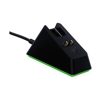 Док-станция для зарядки мыши с настраиваемой RGB-подсветкой Razer Mouse Dock Chroma Док-станция для беспроводной зарядки мыши с настраиваемой RGB-подсветкой, Razer, Mouse Dock Chroma, RC30-03050200-R3M1, Порт USB-A для адаптера мыши, 51 г, Razer Chroma ™ RGB с 16,8 миллионами цветовых оттенков, Противоскользящая основа, Порт USB 2.0 Micro-B - обеспечивает подключение к ПК для донгла и зарядки, 70,4 мм (длина)x 45,9 мм (ширина) x 38,9 мм (высота), Чёрная